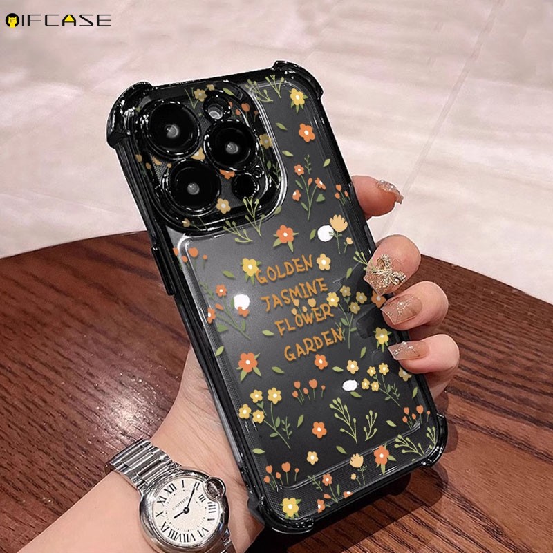 Dành Cho Samsung Galaxy S25 S24 S23 Plus Ultra FE S25 + S24 + S23 + Ốp Điện Thoại Màu Vàng Dễ Thương Hoa Cam Mạ Hoa Đơn Giản Sang Trọng Trong Suốt Vỏ Mềm Ốp Lưng