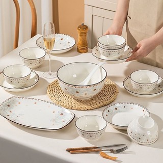 Bộ Đĩa Chén Sứ Hoa Dừa Trắng Thanh Lịch – Dùng Cho Gia Đình, Nhà Hàng