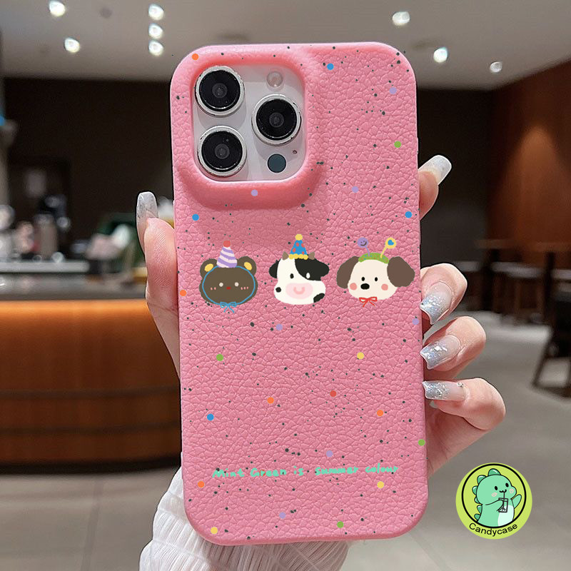 Ốp Da Cho OPPO Find X8 Pro X7 A79 5G F27 Pro Plus A59 2023 F11 A9 A5 A53 2020 A53s R17 R15 Bao Hoạt Hình Dễ Thương Gấu Con Chấm Bi Màu Kẹo Vỏ Điện Thoại Mềm Có