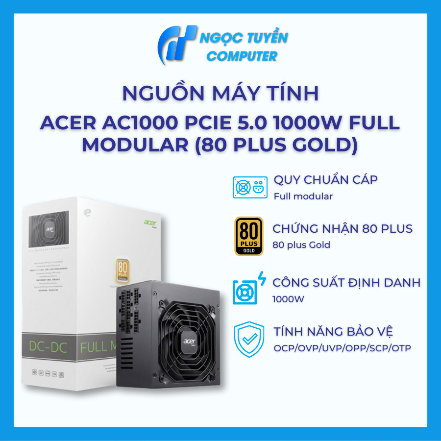 Nguồn máy tính Acer AC1000 1000W | 80 Plus Gold, Full Range, Full ...