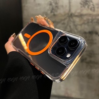 Ốp điện thoại di động hút từ tính eo nhỏ trong suốt không màu vàng cho iPhone16 15 14 13 12 11 Pro Max bảo vệ camera chống sốc acrylic bìa cứng