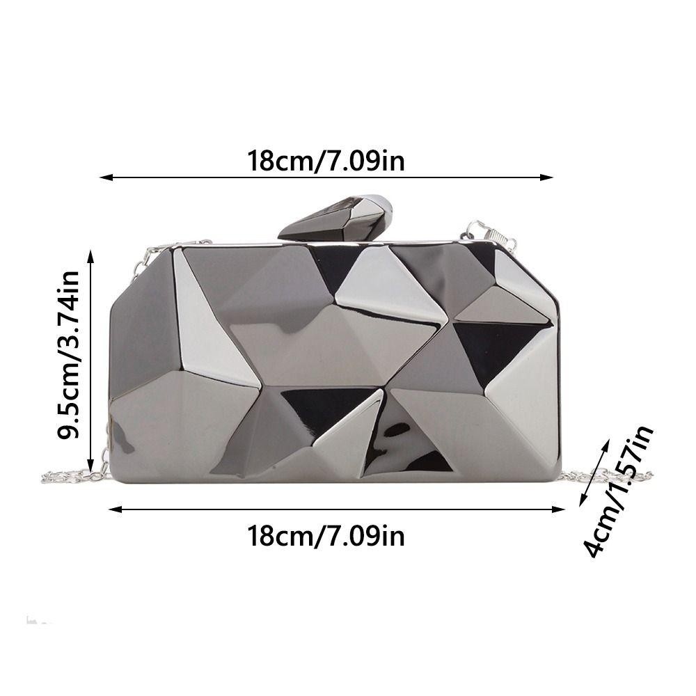 Túi xách nữ HOBBYIN, Túi dạ hội Mini hình học, Hộp vàng Acrylic sáng bóng thanh lịch dành cho nữ