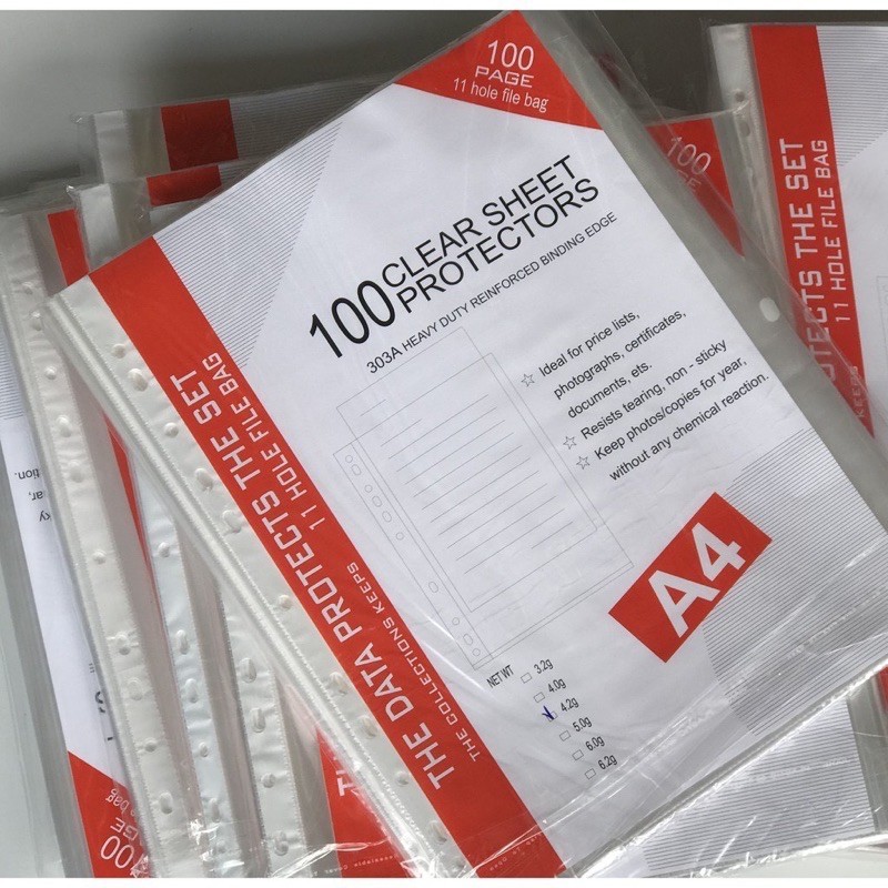 Bìa lá lổ A4, bìa có lổ gắn vào bìa còng, bìa nhẫn cỡ A4 ( 1 xấp 100 cái).
