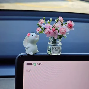 Để tham khảo Mô tả Trang trí nội thất ô tô Trang trí nội thất ô tô Thỏ Mini và hoa mô phỏng Phụ kiện ô tô nhỏ gọn tinh tế cho gia đình