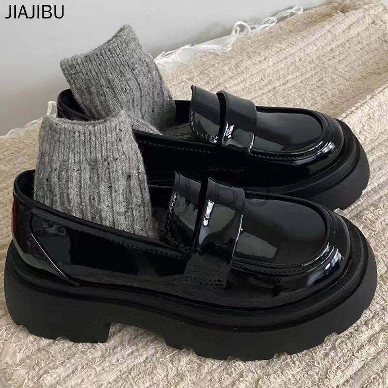Size 34-46 Giày Da Nhỏ Phong Cách Retro Có Gót Dày 45 Giày Nữ Cỡ Lớn 44 Giày Đi Học Màu Đen Giày Lười Slip-on 43Korean Fashion Platform Mary Jane Shoes 42 Japanese JK Uniform Lolita Doll Shoes Giày Công Chúa Cosplay Kiểu Pháp Giày Ngón Chân Cái Giày Nhảy
