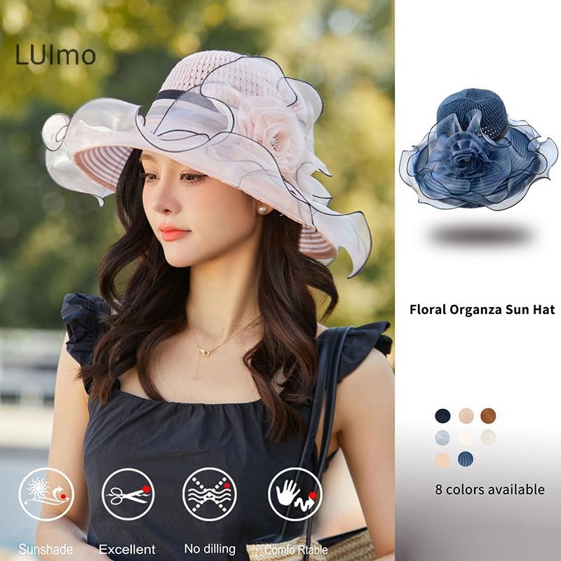LUImo Mũ chống nắng nữ mùa hè thanh lịch Chất liệu sắp xếp thoáng khí Thiết kế có thể gập lại Mũ trang trí hoa hàng đầu SBS