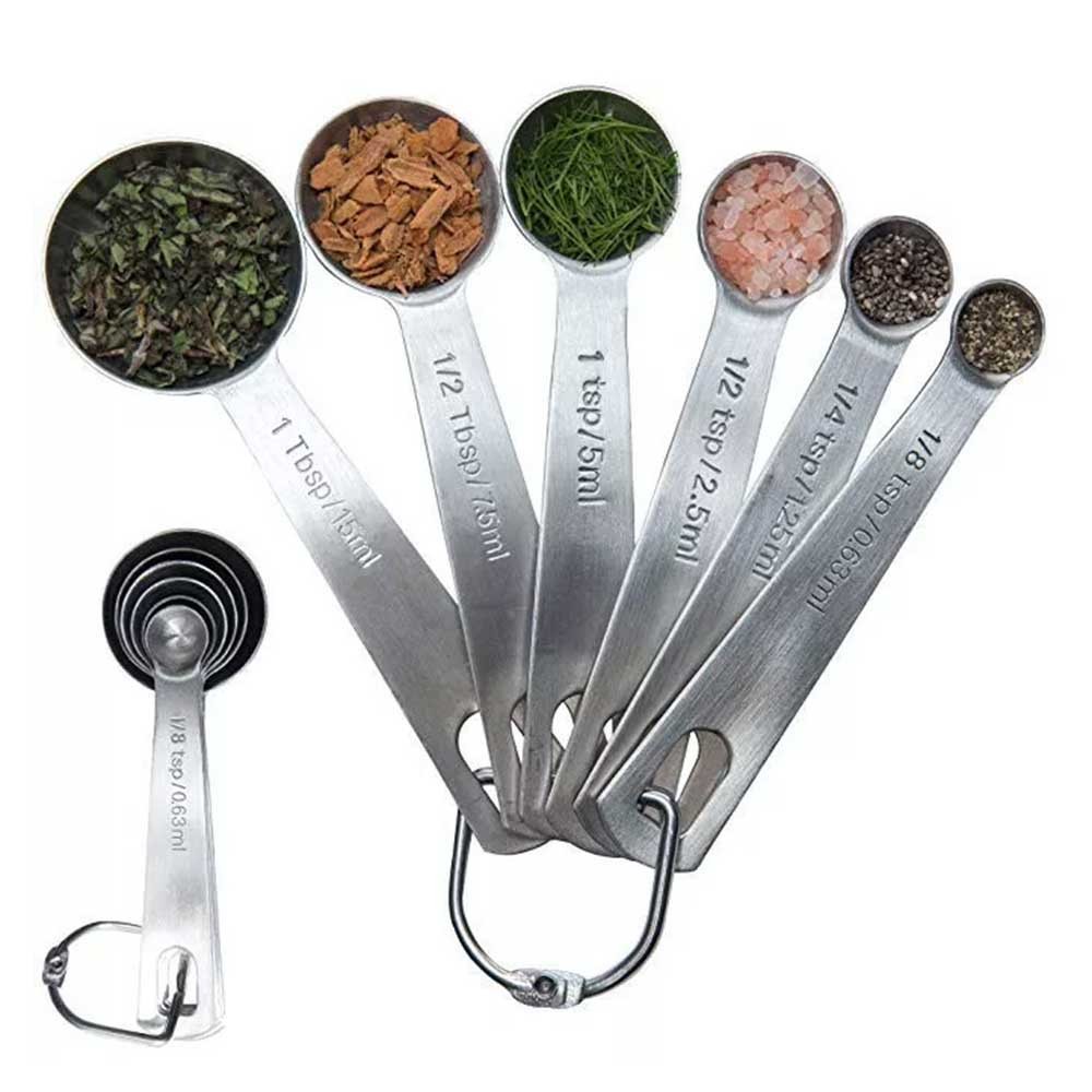 6pcs Stainless Steel Measuring Spoon Measuring Cup Set Measuring Cups Spoons Kitchen Baking Cooking