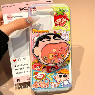 Ins Nhật Bản Phim Hoạt Hình Dễ Thương Apple Crayon Shin-chan Lấp Lánh Vỏ + Lắc Chân Đế Cho iPhone 11 16 16E 15 14 13 12 Pro Xs Max XR X 7 8 6 Plus SE Vỏ Điện Thoại Mềm Bling Case Vỏ Trong Suốt