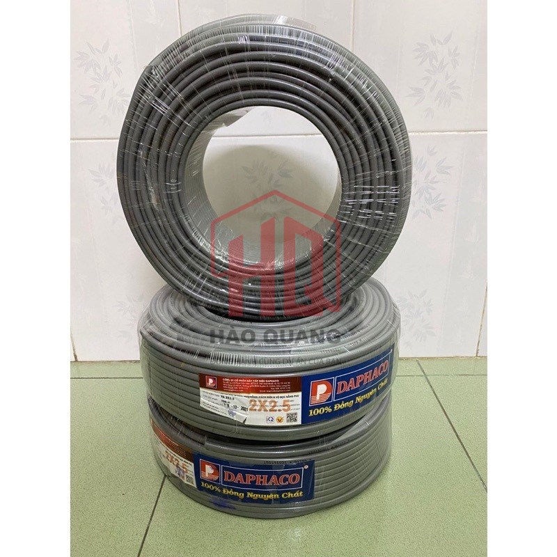 (Mét) Dây Điện Đôi Tròn Daphaco 2x2.5mm Vỏ Xám | Lõi Đồng Nguyên Chất | Dây Dẫn Điện Dân Dụng