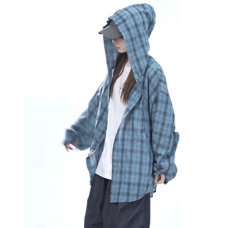 GKSSS Áo khoác chống nắng có mũ trùm đầu kẻ sọc mới vải lụa băng mỏng phong cách trung tính