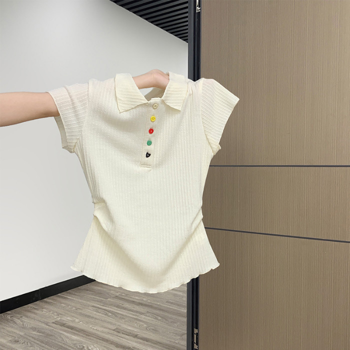 SUXI Áo thun ngắn tay Polo đơn giản mới mùa hè 250505