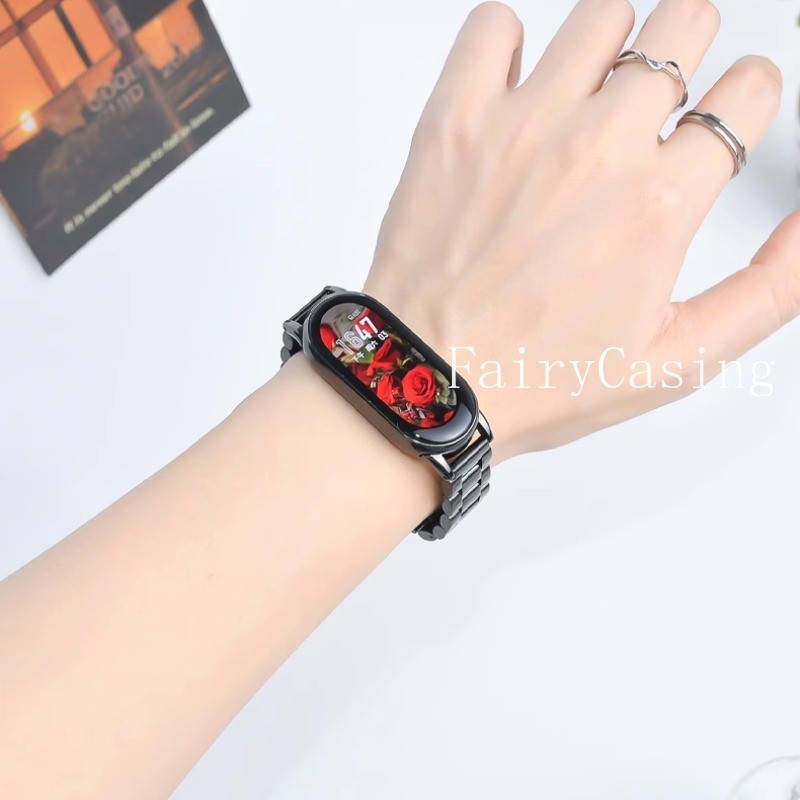 Dây Đeo Kim Loại Cho Xiaomi Mi Band 10 9 8 7 6 5 4 3 Vòng Tay Thép Không Gỉ Cho Mi Band 8 9 Dây Đeo Tay Phụ Kiện