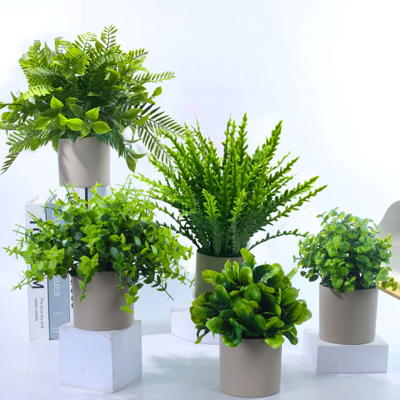Cây giả kèm chậu để bàn,Cây Thông Bonsai giả kèm Chậu cây Tùng bonsai nhựa 20cm,Trang trí nhà cửa