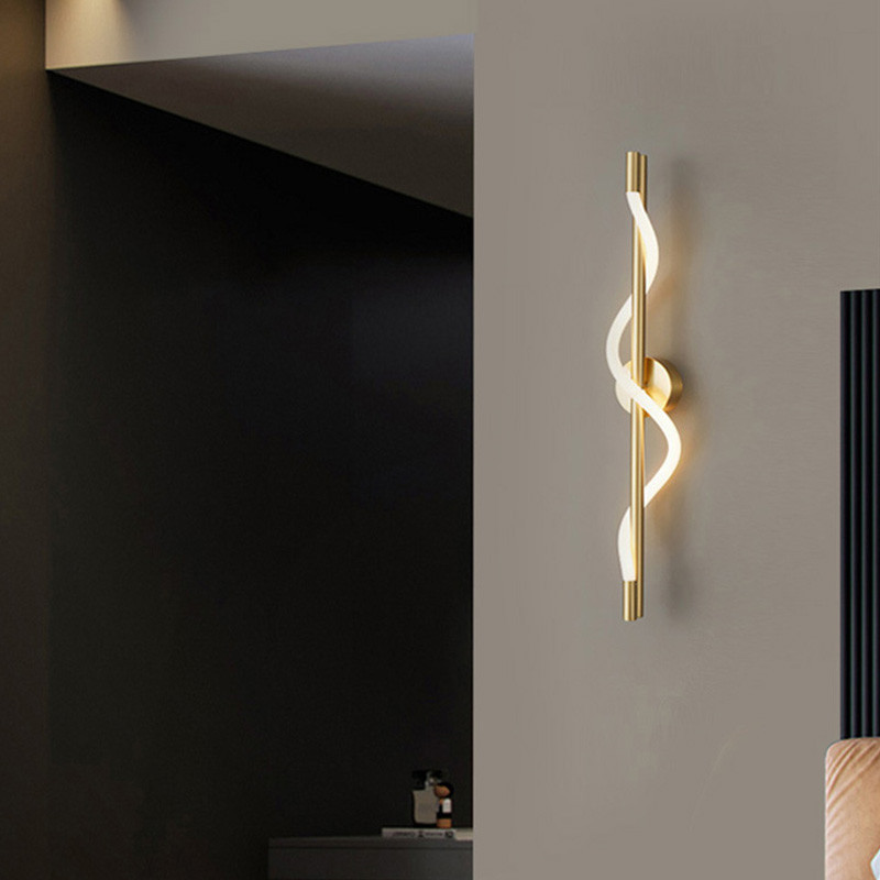 Đèn tường, Đèn hậu hiện đại Đèn Led xoắn ốc thẩm mỹ sang trọng Đèn tường tuyến tính, Phòng ngủ, Cầu thang, Đèn chiếu sáng trang trí tường nền