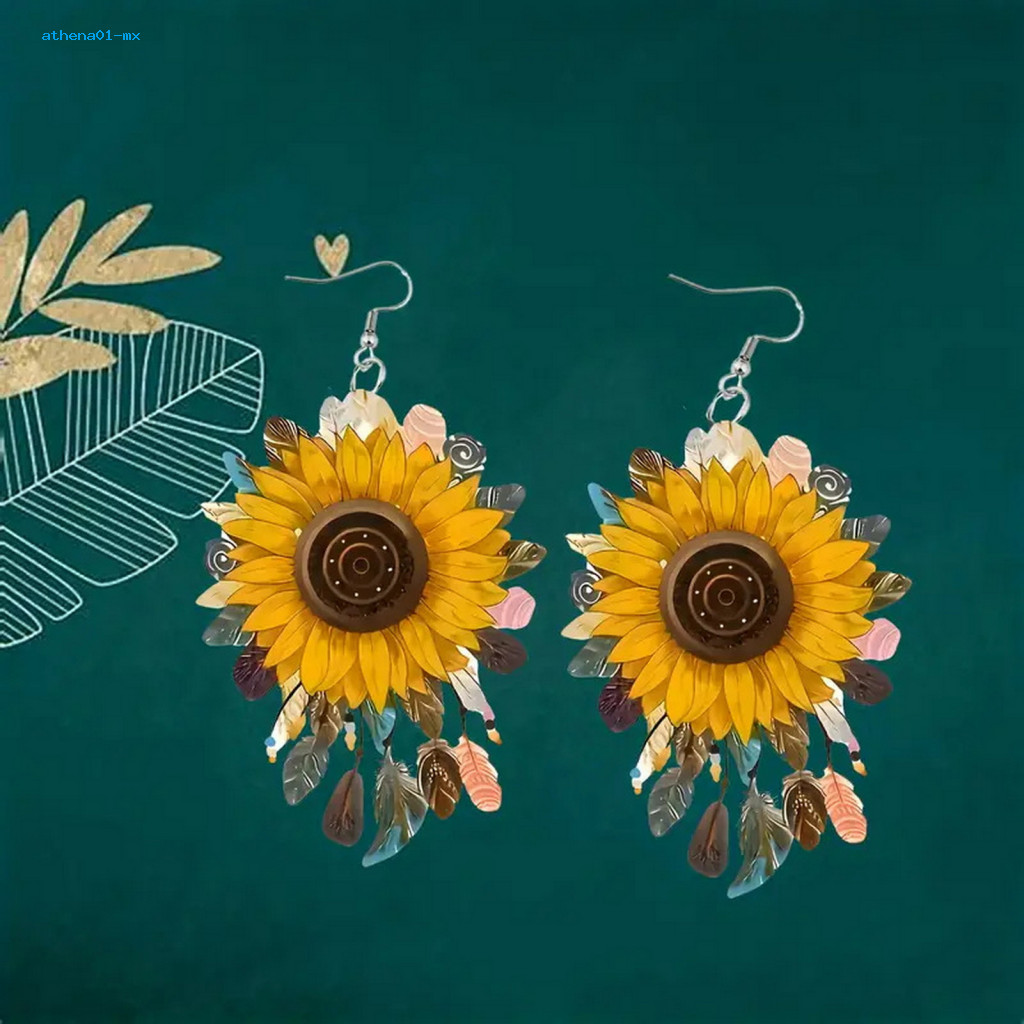 Bông Tai Nữ Thả Bông Tai Nữ Hoa Hướng Dương Thả Bông Tai Tinh Tế Nhẹ Tuyên Bố Món Quà Trang Sức Cho Cô ấy Đông Nam Á Người Mua Yêu Thích