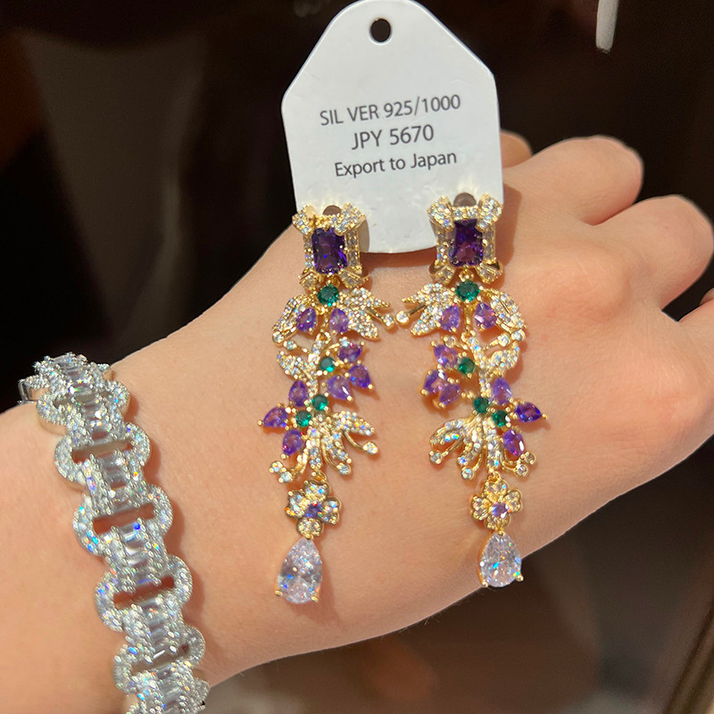 Bông tai Zircon tua rua sang trọng nhẹ nhàng Thời trang sang trọng Tinh tế