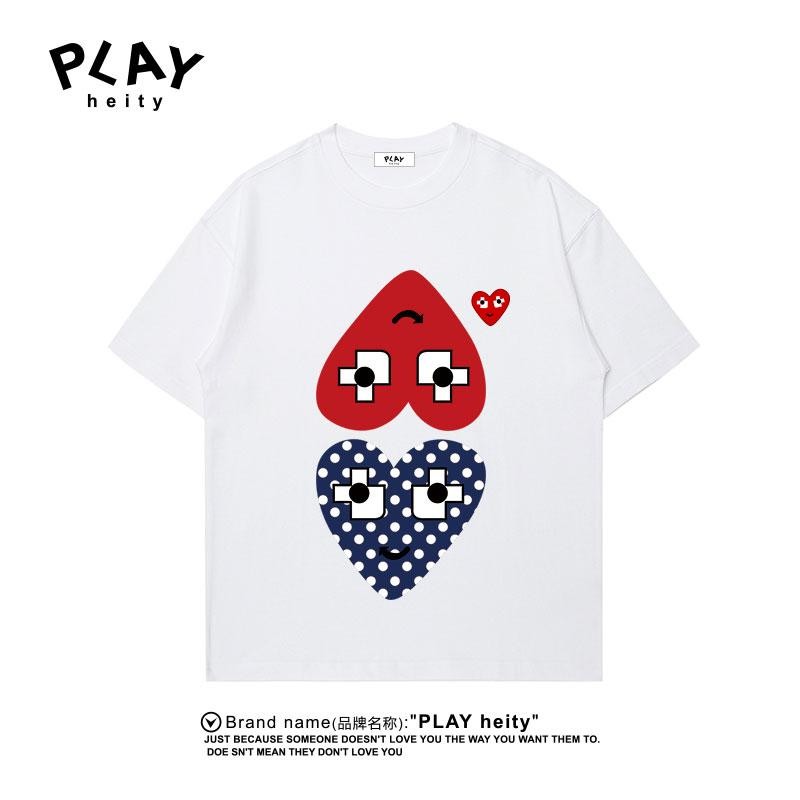 CHƠI Áo Thun Nữ Tay Ngắn Rời Nam Nữ 2025 Cotton Nguyên Chất Thời Trang Trái Tim Thêu Cặp Đôi Top