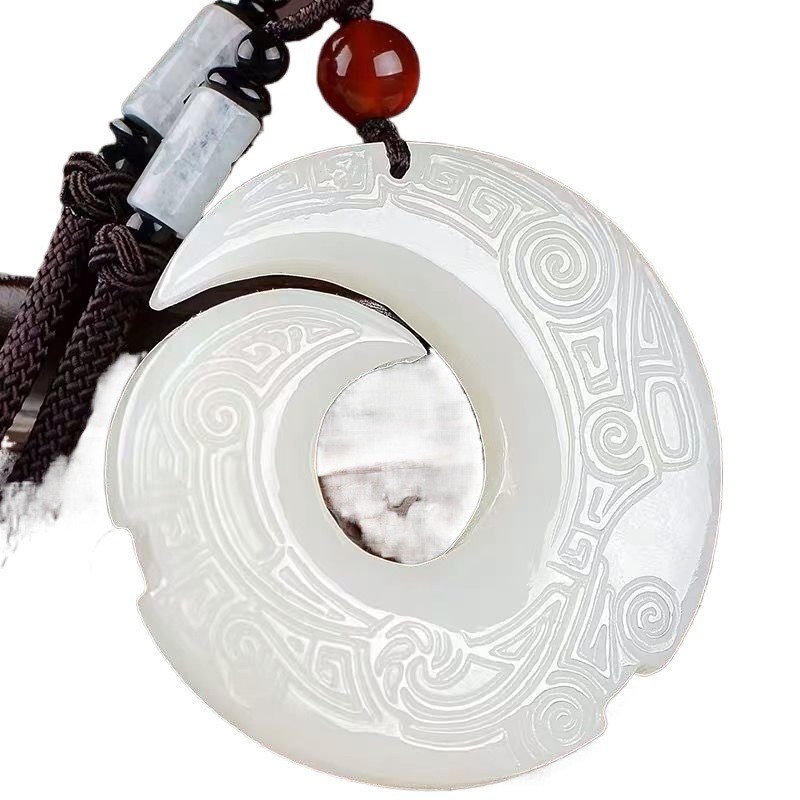Mặt dây chuyền ngọc bích trắng tự nhiên Nam Nữ Mặt dây chuyền ngọc bích trắng Trang sức mặt dây chuyền