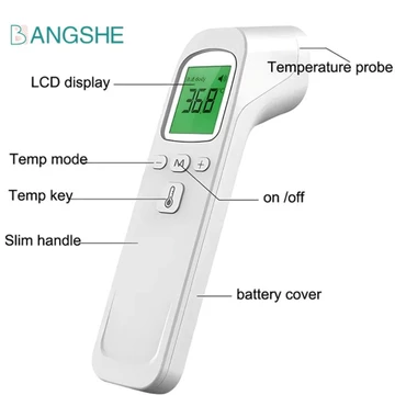 Nhiệt kế hồng ngoại kỹ thuật số BANGSHE, Máy đo nhiệt độ đa chức năng không tiếp xúc, Màn hình hiển thị LCD chính xác thực Dễ sử dụng Nhiệt kế hồng ngoại dành cho người lớn