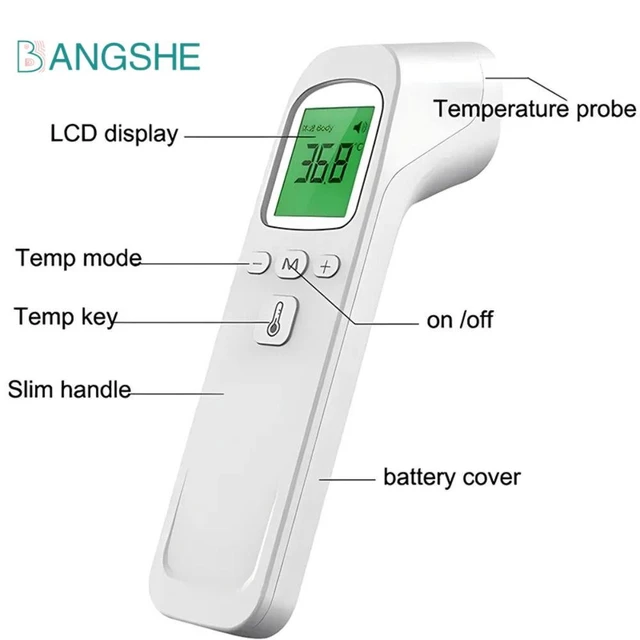 Nhiệt kế hồng ngoại kỹ thuật số BANGSHE, Máy đo nhiệt độ đa chức năng không tiếp xúc, Màn hình hiển thị LCD chính xác thực Dễ sử dụng Nhiệt kế hồng ngoại dành cho người lớn
