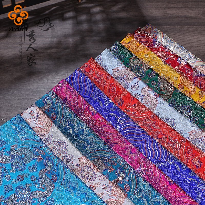 Biển Rồng Phong Cách Jacquard Lụa Thổ Cẩm Vải Satin Tự Làm Cổ Trang Phục Hanfu Quần Áo Vải 50x75cm TJ5511
