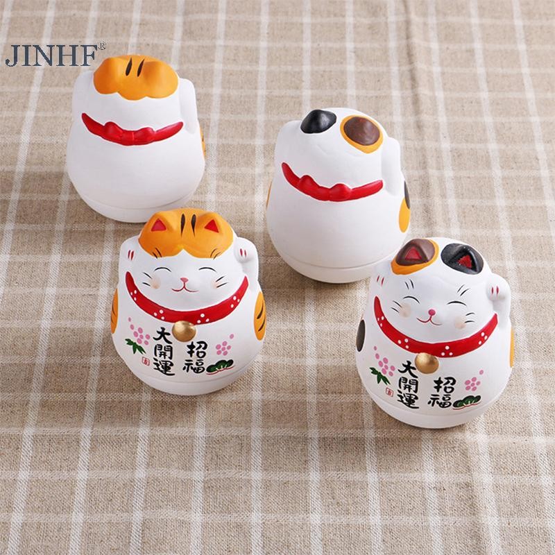 JINHF Nhật Bản Gốm Sứ May Mắn Tumbler Daruma Thủ Công Hoạt Hình May Mắn Đồ Trang Trí Phong Cảnh Trang Trí Nhà May Mắn Tượng Các Bức Tượng Nhỏ HOT