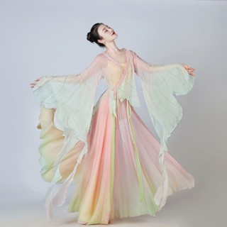 Trang phục khiêu vũ cổ điển Tay bướm Chuyển màu Cơ thể thanh lịch Rhyme Gạc Quần áo Siêu cổ tích Khiêu vũ Trung Quốc Phong cách cổ xưa Hiệu suất Trang phục thực hành Trang phục Nữ @ -