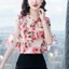 Áo thun nữ hoa mùa hè 2025 voan mới cổ chữ V giảm béo cao cấp thời trang dáng rộng khí chất giản dị hàng đầu