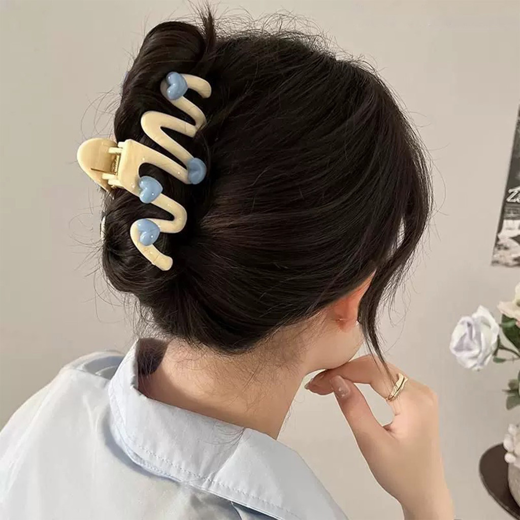 Bộ kẹp tóc gợn sóng hai lớp - Kẹp hình trái tim bằng nhựa có tay cầm an toàn, thiết kế ngọt ngào để tạo kiểu tóc dài / ngắn