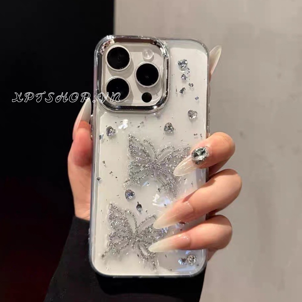 Ốp Điện Thoại Sóng Nhựa Bướm Cho iPhone 16ProMax 16Plus 15 14 13 12 11 Vỏ Bảo Vệ Chống Sốc