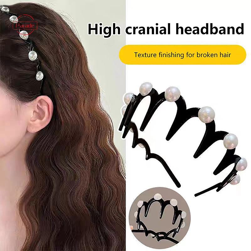 Diễu Hành Ngọc Trai Sóng Răng Dành Cho Nữ Thời Trang Bé Gái Màu Trơn Chống Trơn Trượt Tóc Zigzag Ban Nhạc Notched Phụ Kiện Tóc VN
