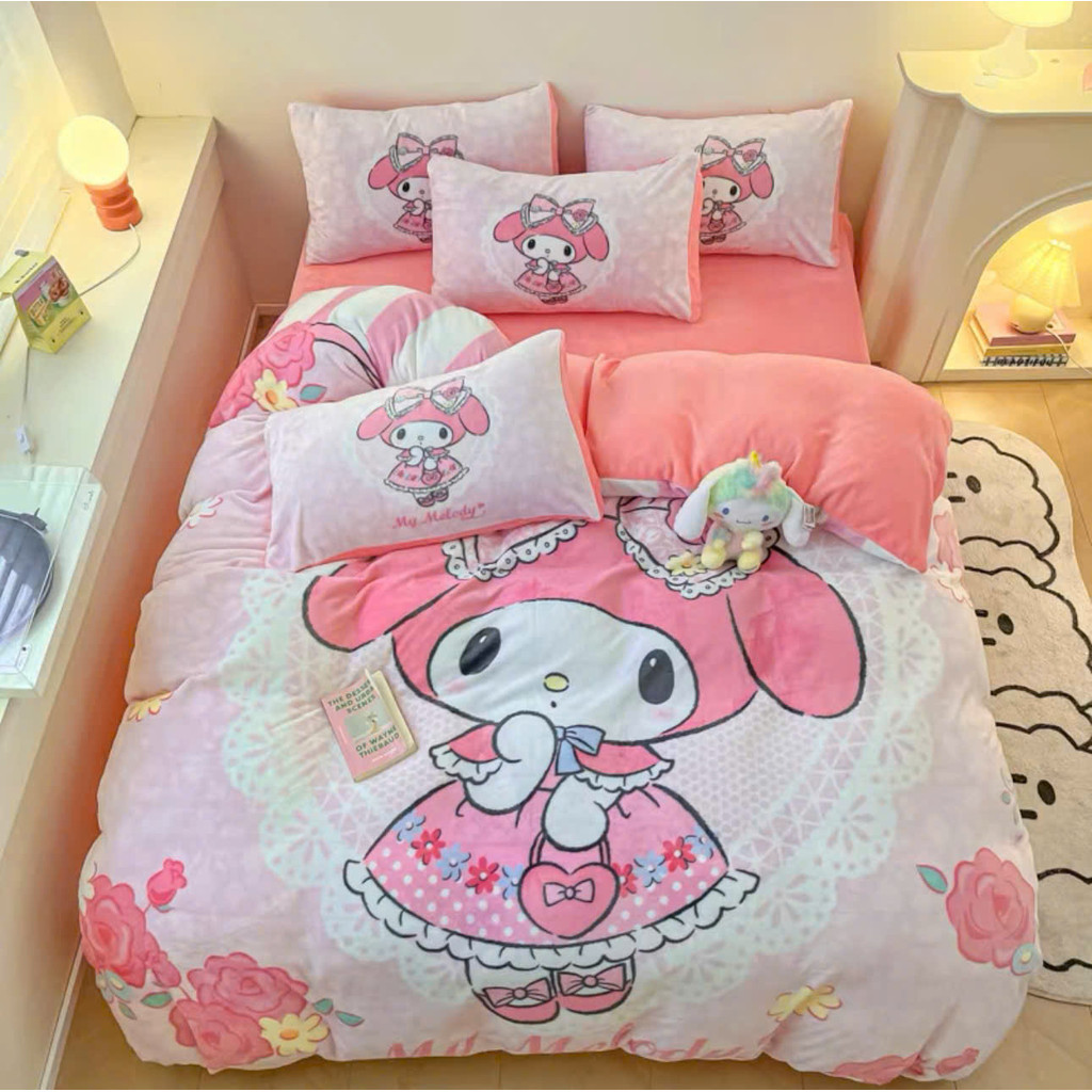 (SGN221)Bộ Chăn Ga Gối Nỉ Nhung Mềm Mịn Dành Họa Tiết Ngộ Nghĩnh Đáng Yêu Cho Bé  - MemMinbedding Luxury