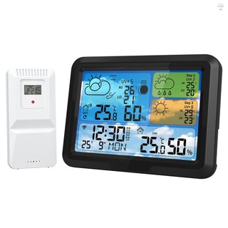 Hilivn) Trạm không dây Wi-Fi 5,3 inch, nhiệt kế trong/ngoài nhà kèm cảm biến, điều khiển ứng dụng TUYA, dự báo 3 ngày, áp suất, giai đoạn mặt trăng, thời gian mạng, UV