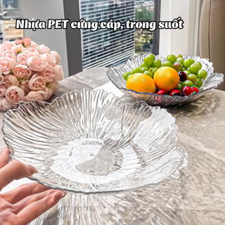 Đĩa Nhựa Trong Suốt Bông Hoa Tinh Tế, Khay Đựng Hoa Quả Bày Tết Sang Trọng, Khay Đựng Mứt