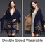 Khăn thêu JVSUB, Khăn choàng ấm áp mùa đông bằng Cashmere giả dày, Khăn choàng hai mặt có thể đeo được sang trọng sang trọng Tua rua thanh lịch dài có viền dài Khăn choàng dự tiệc cưới Váy dạ hội