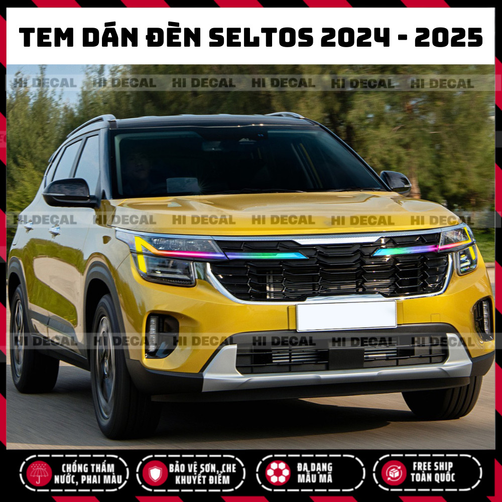 Tem dán đèn Seltos 2024 - 2025 Form Mới, tem dán đèn Seltos điểm nhấn chống nước bền màu