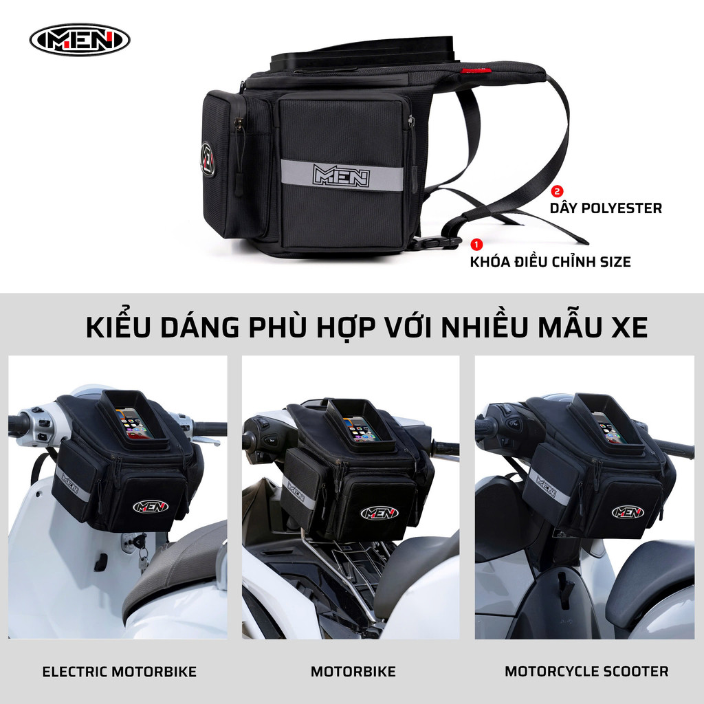 Túi treo cổ xe máy siêu rộng PVC có viền chống chói Men K4-K3-K2 đa năng Full đen siêu ngầu [GIÁ RẺ-ẢNH CỤP THẬT]