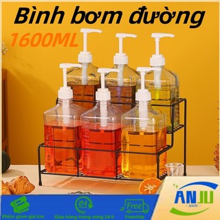 1600ml Bình Bơm Đường, Bình Bơm Siro Nhựa, Bình Ép Đường, Có Vòi Định Lượng 10ml