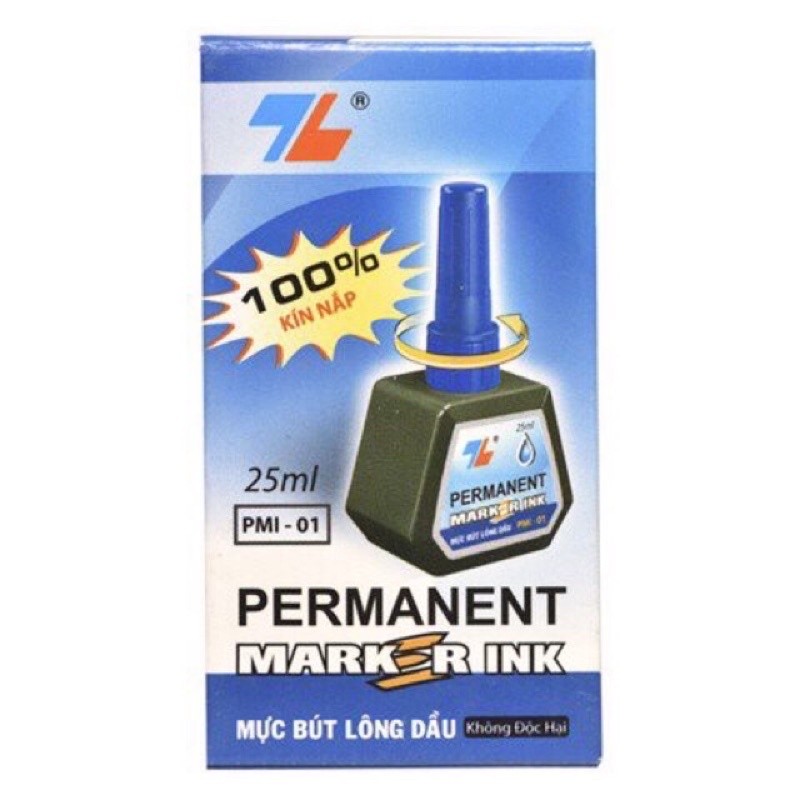 [ 1 LỌ ] Mực châm thay vào bút lông dạ dầu, mực không xóa được Thiên Long PMI-01 PMI 01