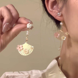 Mới Phong Cách Trung Hoa Phong Cách Trung Hoa Bông Tai Quạt Hình Retro Tua Rua Bông Tai Thanh Lịch