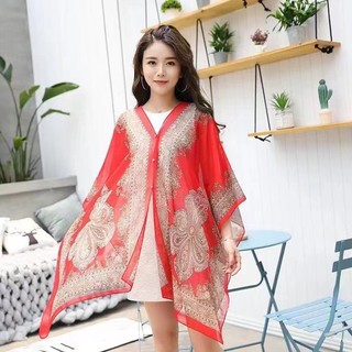2025 Khăn Choàng Chống Nắng Mùa Hè Dài Tay Nữ Đi Biển Khăn Lụa Chống Nắng Băng Voan Chất Liệu