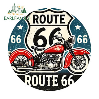 EARLFAMILY Route 66 Nhãn Dán Xe Hơi Cá Tính Xe Máy Windows Mũ Bảo Hiểm Xe Tay Ga Chống Thấm Nước PVC Decal Chống Trầy Xước Kiểu Dáng Xe Thời Trang
