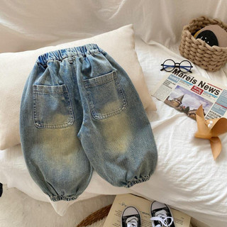 Quần jeans trẻ em mới mùa xuân và mùa thu, quần thêu hoạt hình cho bé trai và bé gái, quần mùa xuân cho bé