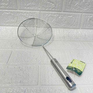 Vợt chiên inox vớt ráo dầu cán dài có móc treo tiện lợi - Vợt vòng cán inox vớt thức ăn lẩu chiên