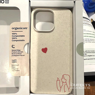 ibumpers Ốp Điện Thoại iPhone Họa Tiết Cặp Đôi Lãng Mạn Đơn Giản Cho IPhone 16 15 14 12 13 11 Pro Max IP 7 8 Plus X XS XR Ốp Lưng Ống Hút Lúa Mì Phân Hủy Thân Thiện Với Môi Trường