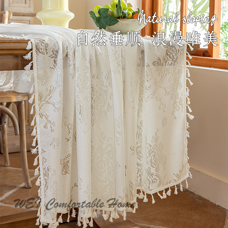Pháp Nhẹ Sang Trọng Tua Rua Jacquard Khăn Trải Bàn Nhà Hàng Chống Bụi Khăn Trải Bàn Hình Chữ Nhật Bao Vải Toàn Bộ