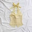 Áo Crop top cổ chữ V ESSENCEH, Áo cổ dây gợi cảm không tay, Quần áo Y2K ngọt ngào Dây đeo lưng không tay mùa hè