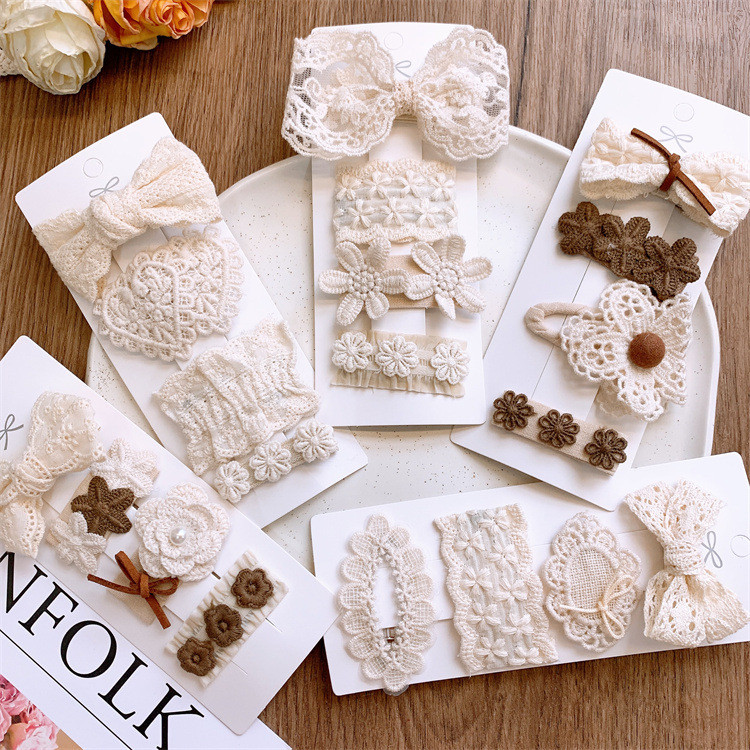 4 Cái / bộ Sweet Girls Kẹp Tóc Ren Kẹp Tóc