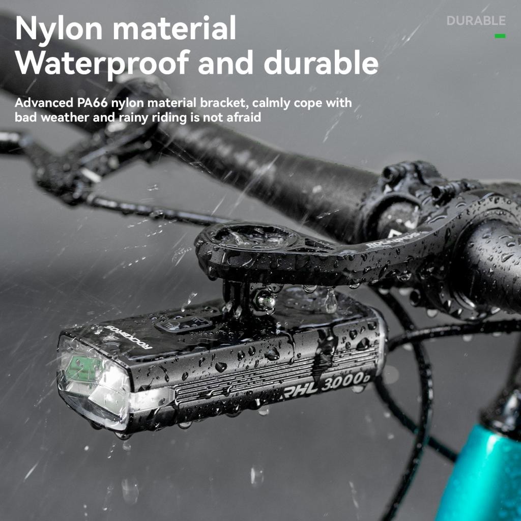 Đồng hồ bấm giờ gắn đèn Rockbros với giá đỡ Nylon tích hợp dành cho camera thể thao, tương thích với Garmin, Bryton, Wahoo