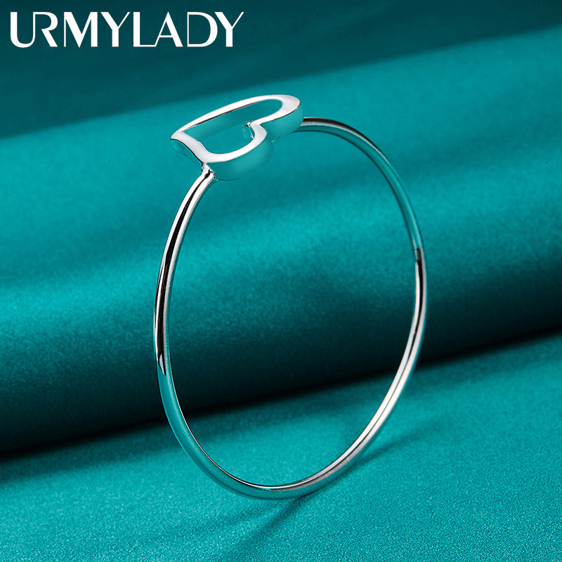 URMYLADY - Lắc tay bạc 925 hình trái tim mịn, trang sức thời trang dành cho nữ